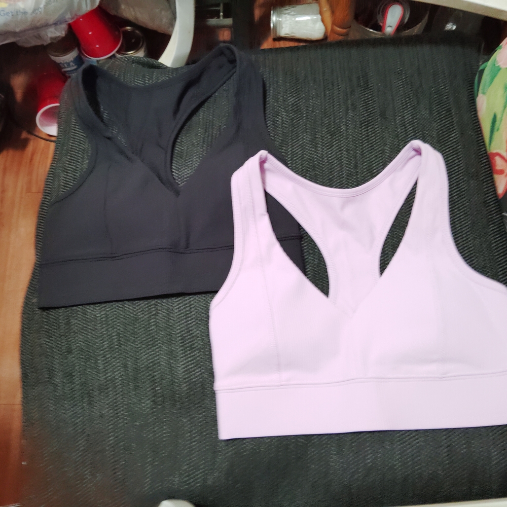 Women's Black and Lavender Sports Bras